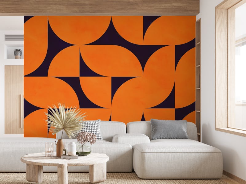 mid century geometric brown on black
