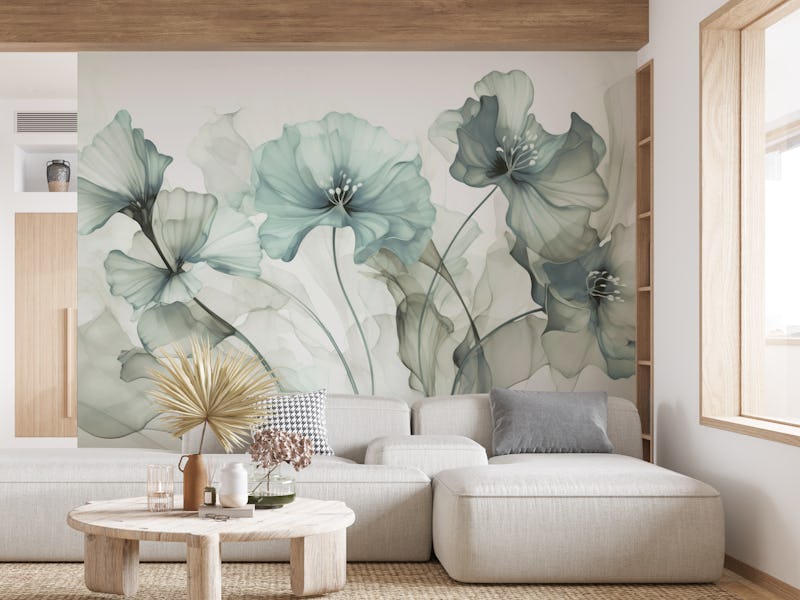 Ethereal Flower Fantasies Teal Grey