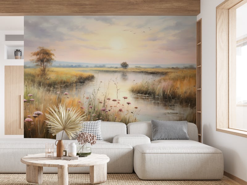 watercolour wetlands landscape