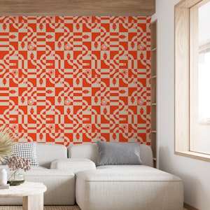 Year of the Snake Mod Geometric Coral Red