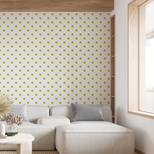 Moss green dots on white