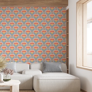 Bold Floral Radiance in Red Blue - S