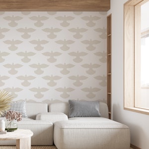 Minimalist Beige Doves On White