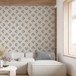 block print scallops - black and beige
