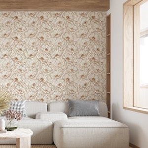 Poppy Floral in Brown and Cream Small
