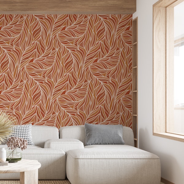 warm minimalist abstract leaves red