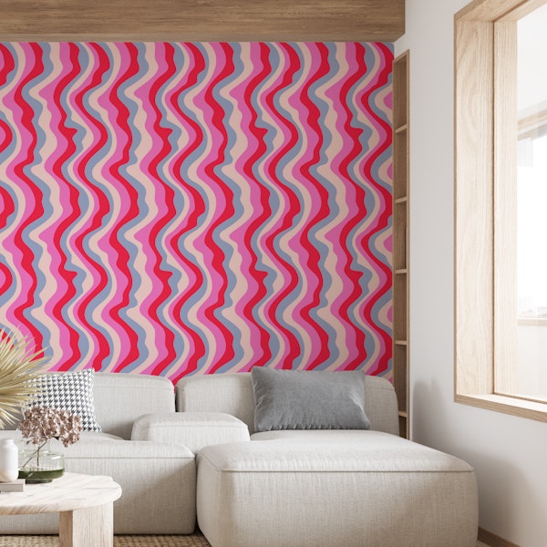 GOOD VIBRATIONS Mod Wavy Stripes Fuchsia Red