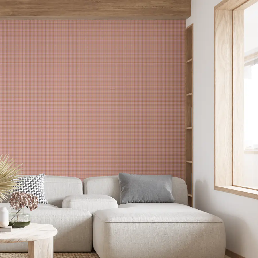 Dusty pink mini grid wallpaper in a room