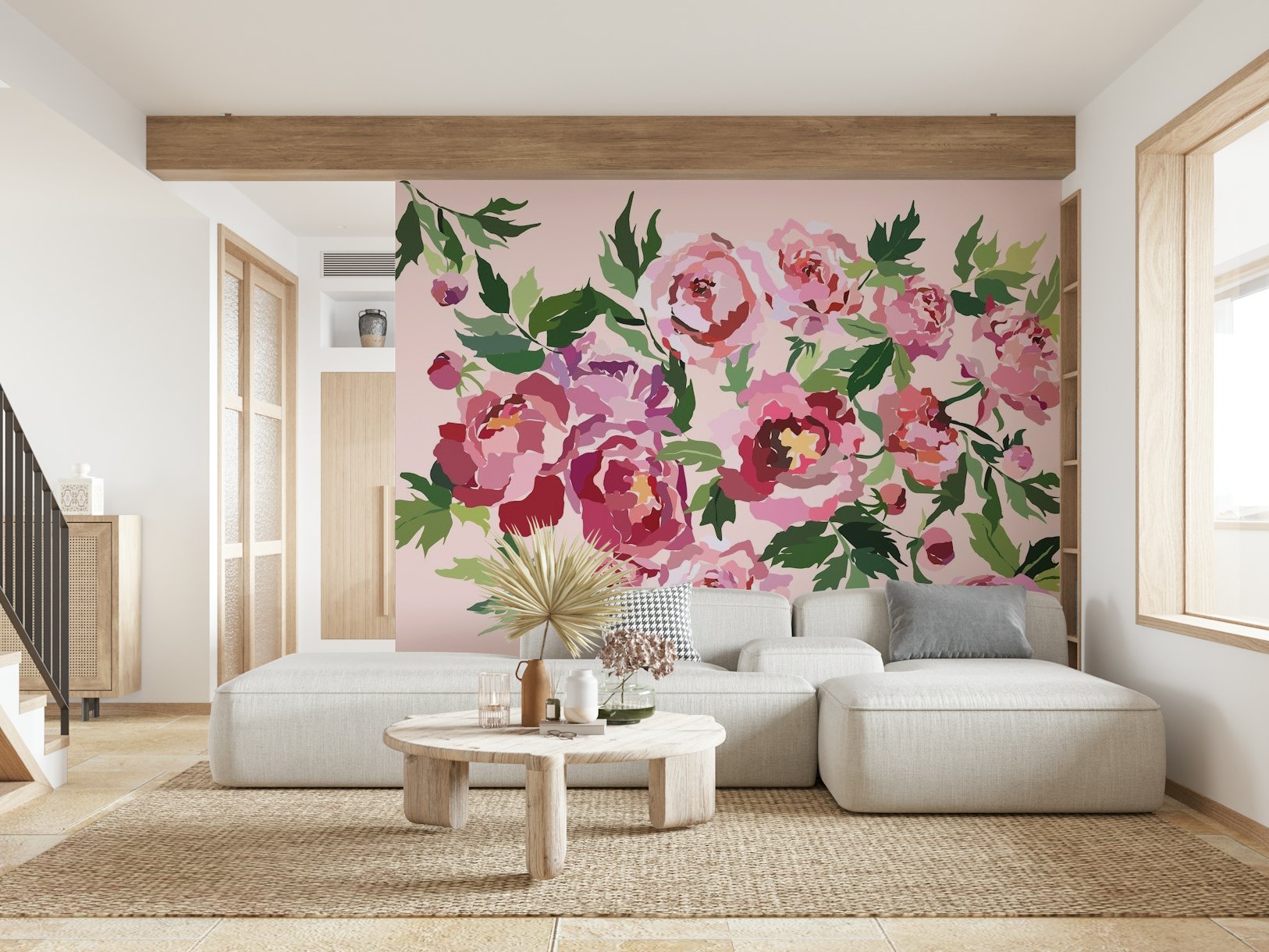 Peony pastel pink bckg wallpaper