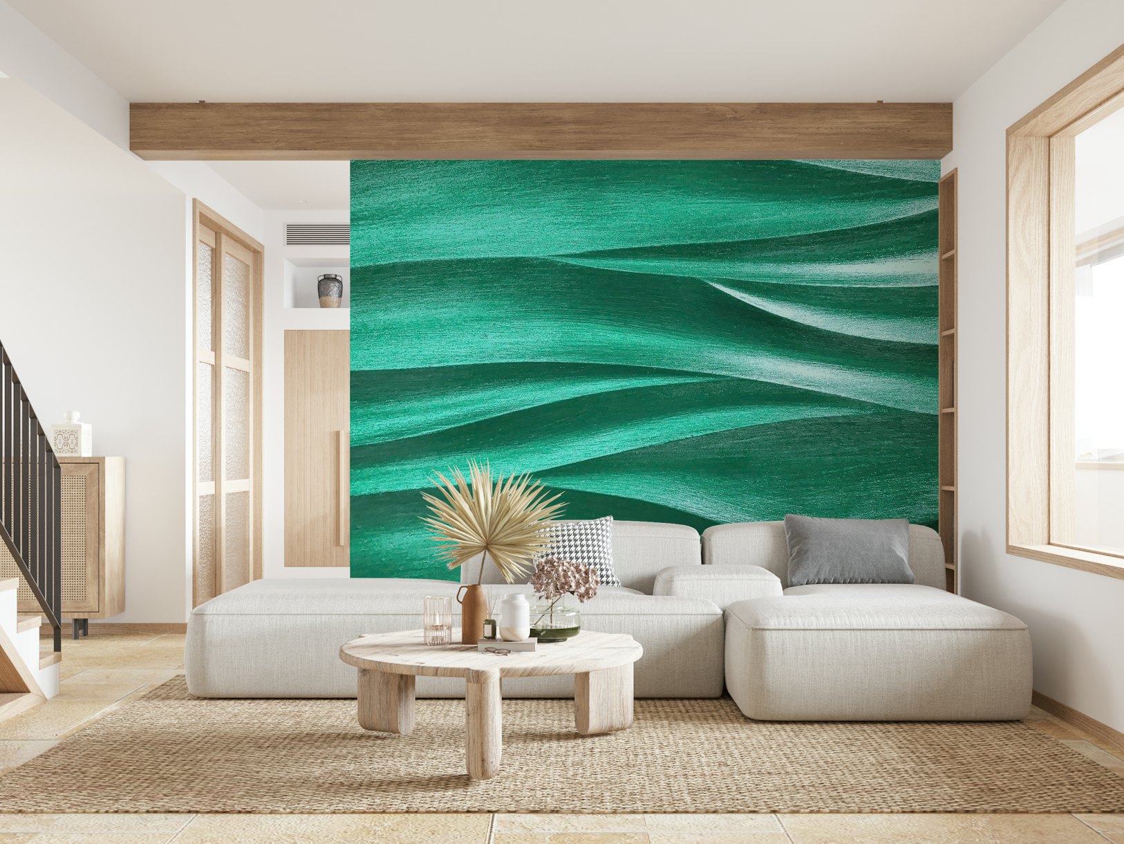 Emerald waves pattern wallpaper