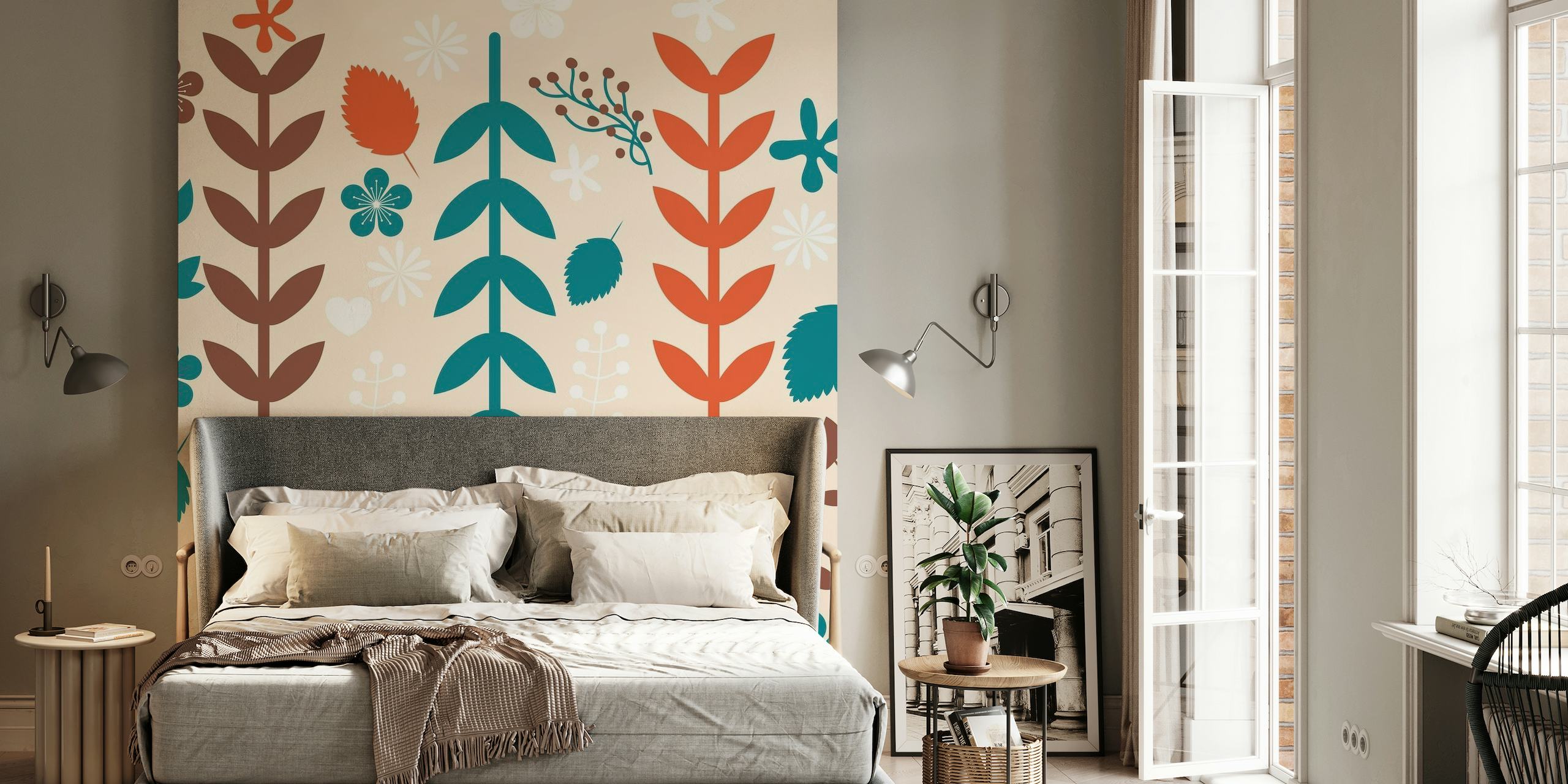 Eggshell bright floral wall tapete