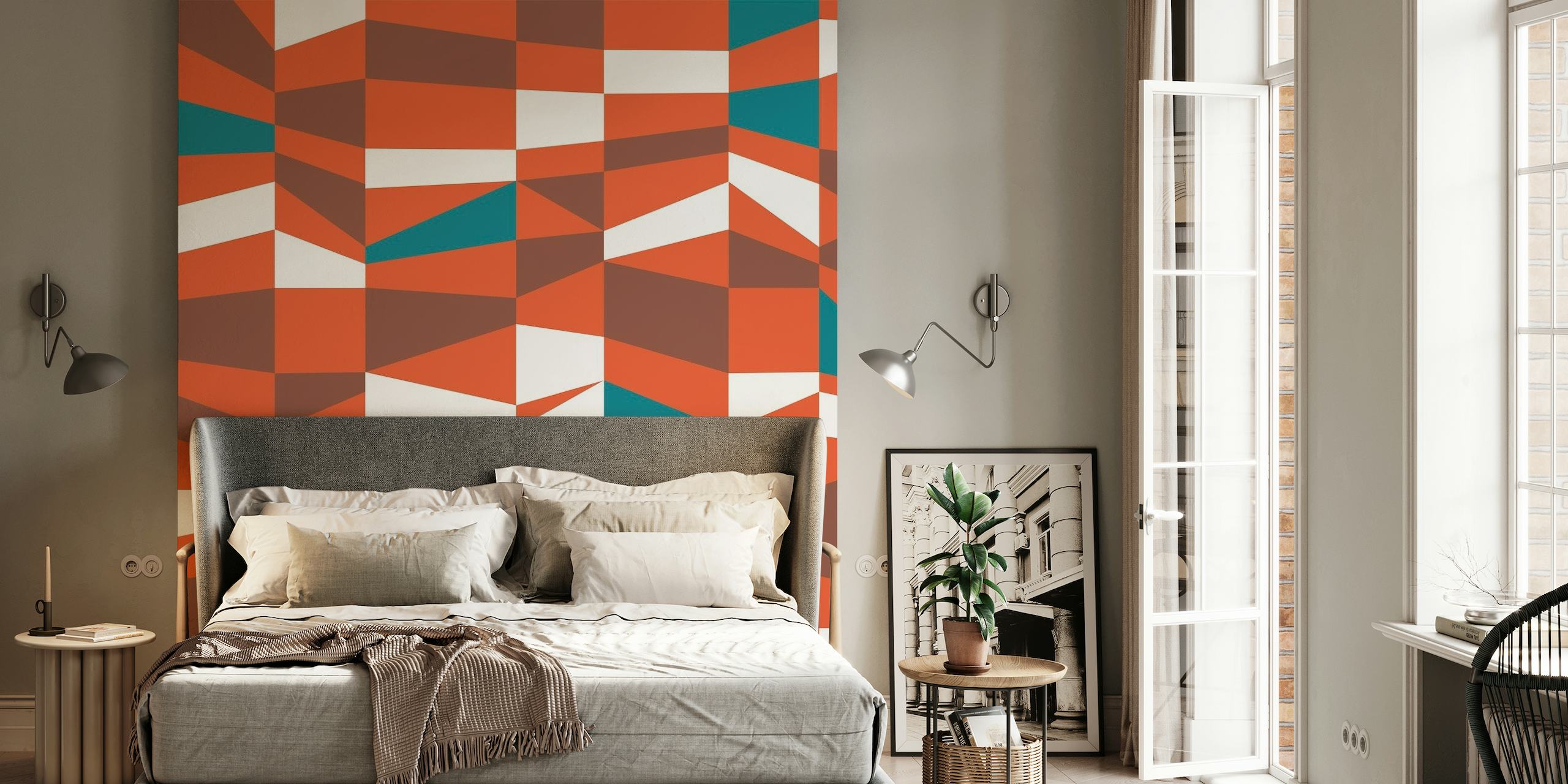 Scandinavian color blocks Rust behang