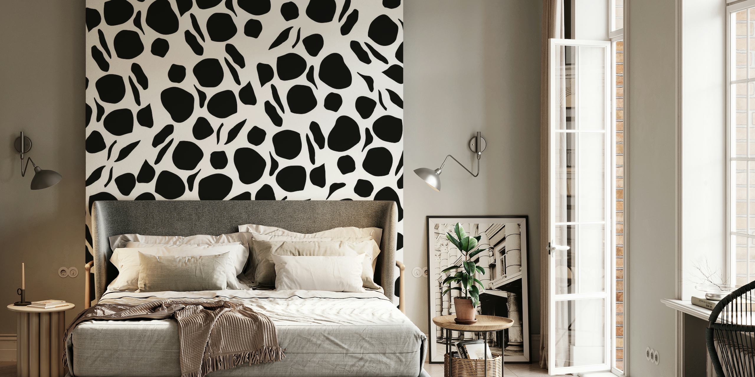 Chic black and white animal print wall mural