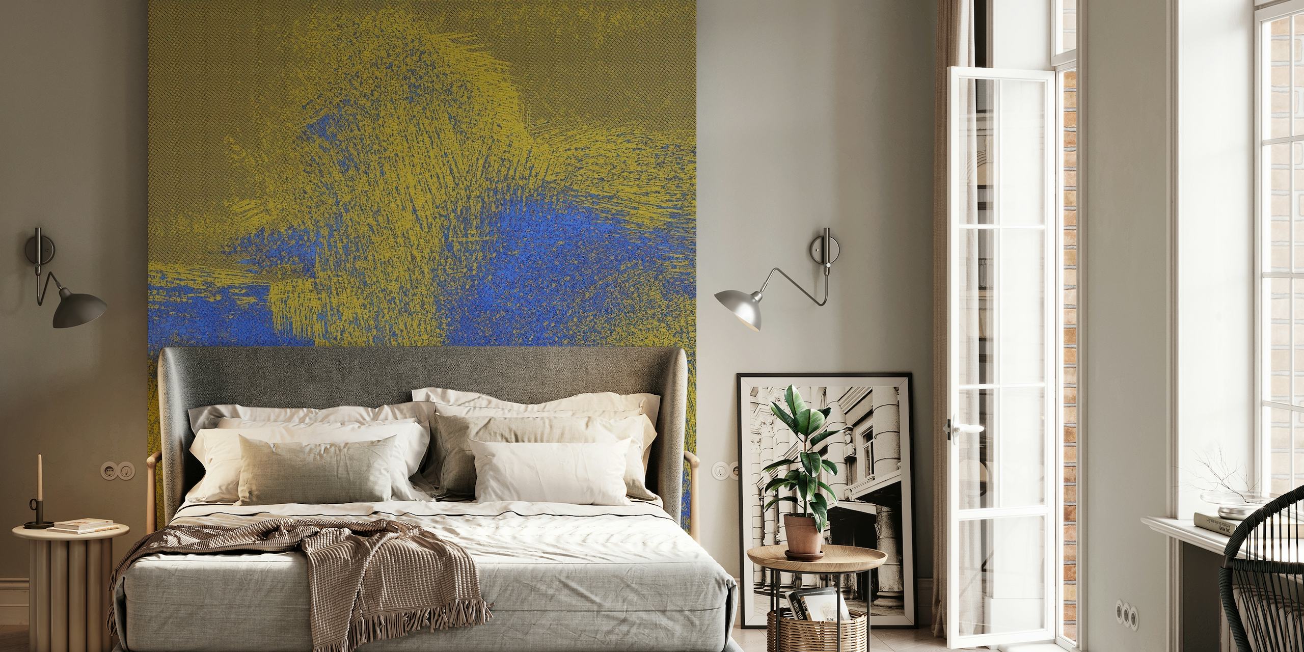 Blue Gold Abstract Texture Art tapet