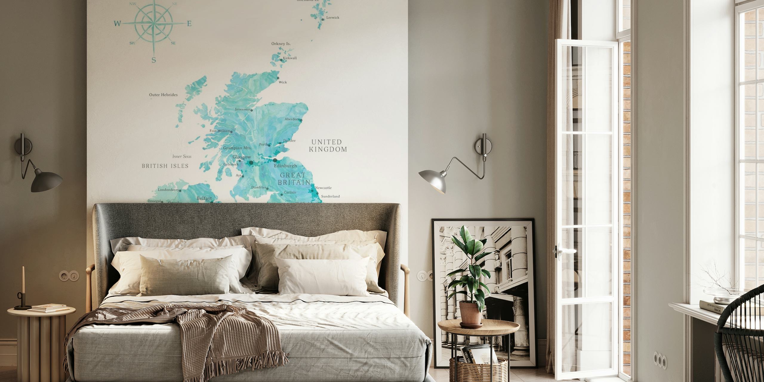 Watercolor map of the UK papel de parede