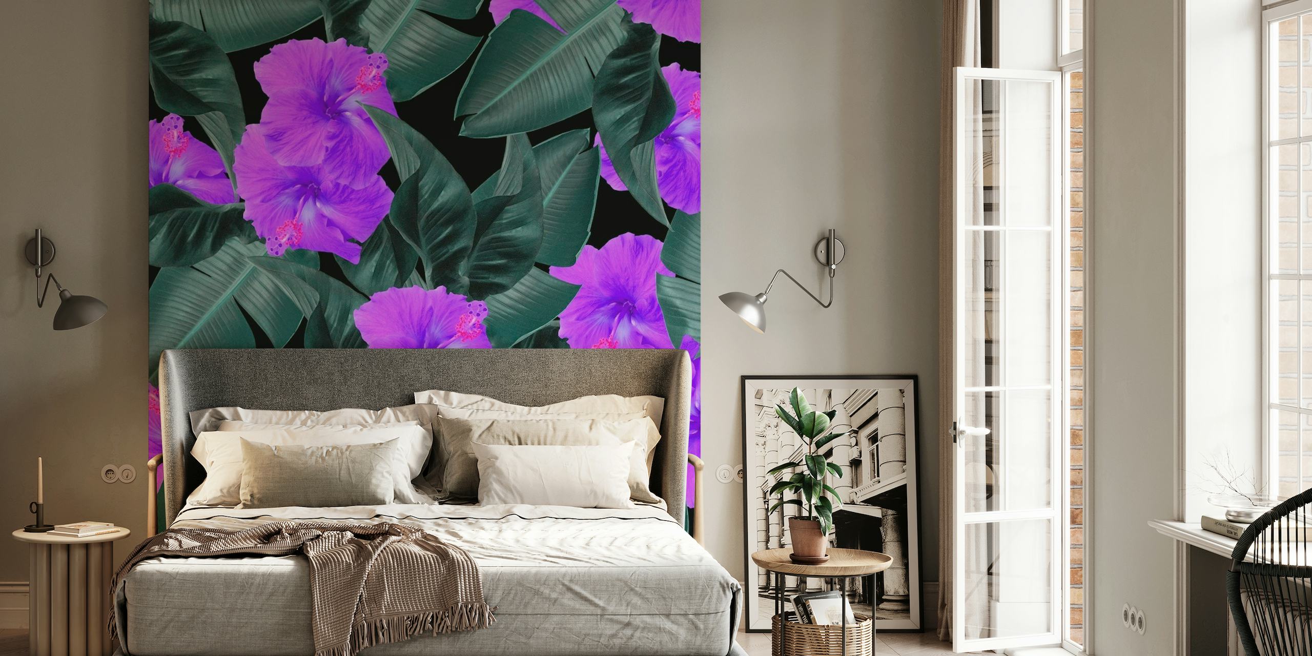 Hibiscus Jungle Leaves Dream 1 papel de parede