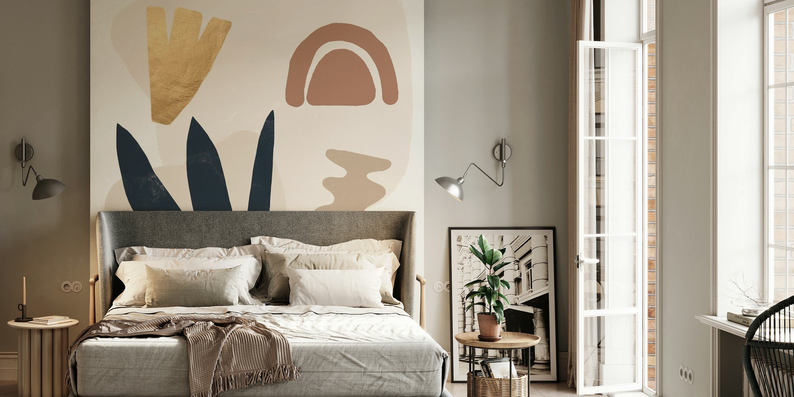 Abstract SHE Sand 2 wall mural with earthy tones and organic shapes