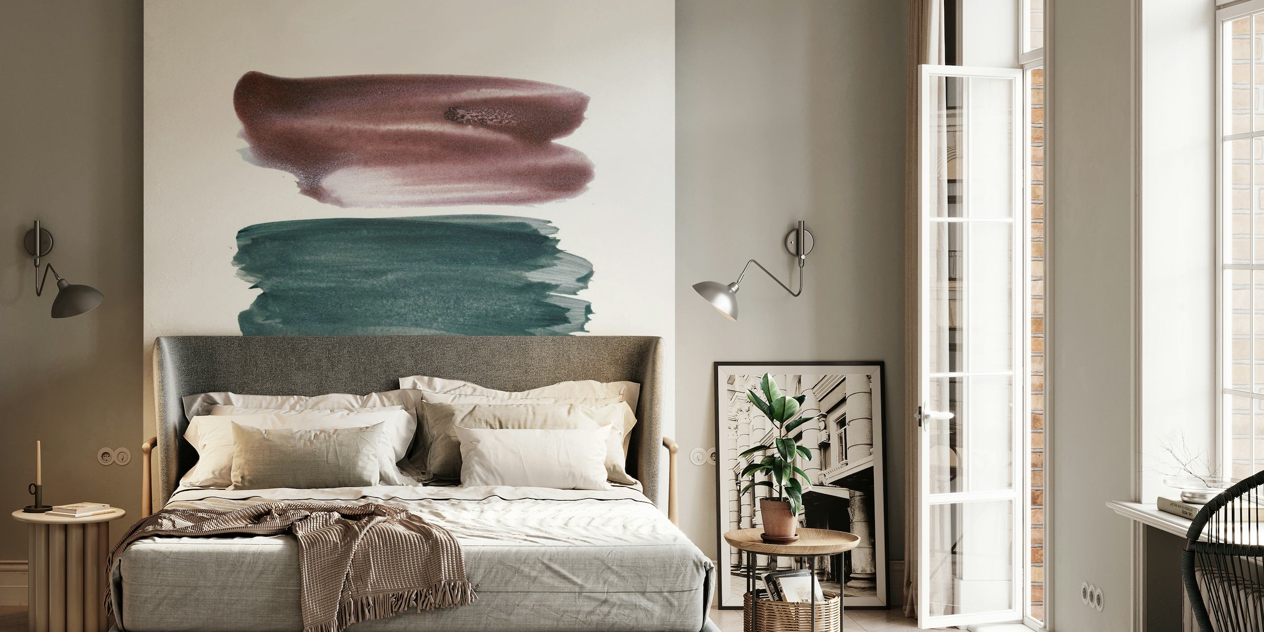 Abstract brushstrokes wall mural in muted colors