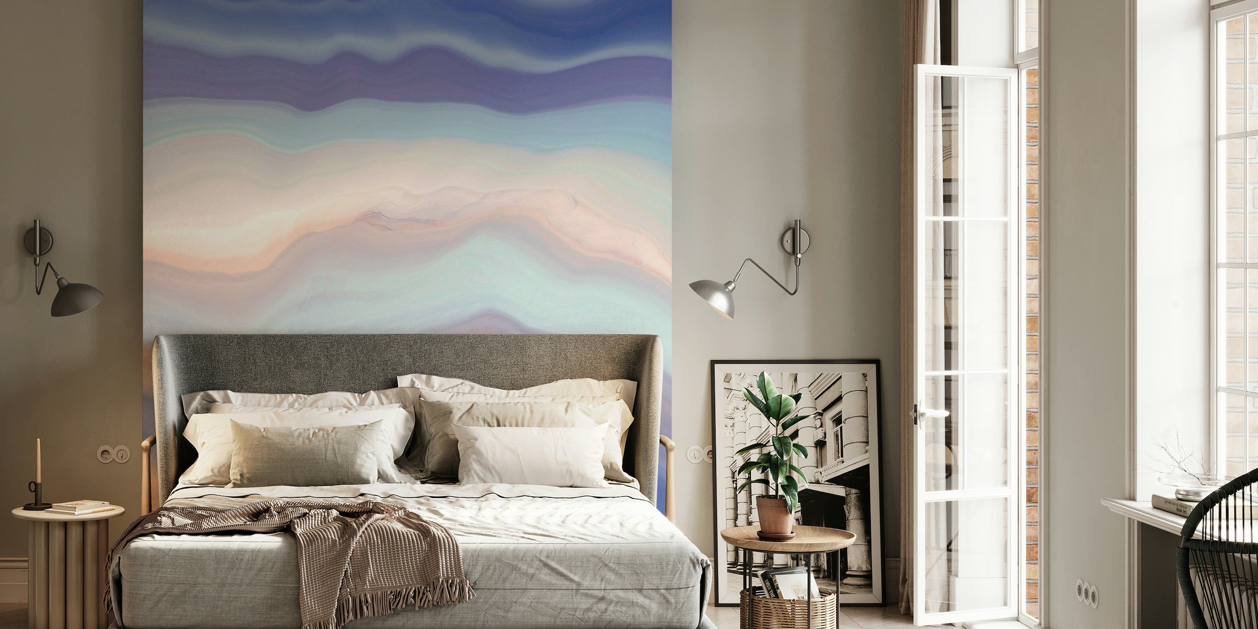 Pastel mineral abstract behang