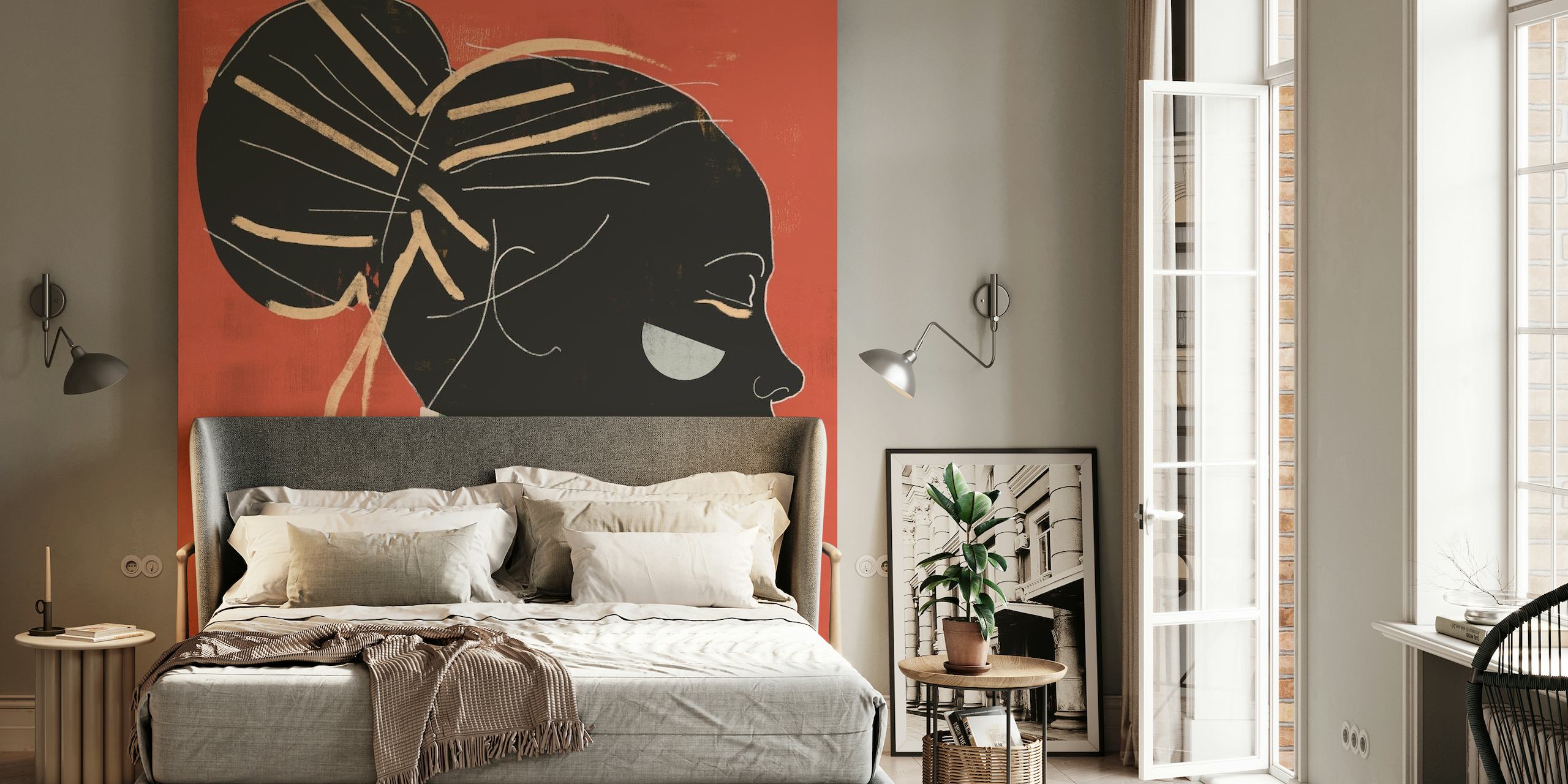Woman Abstract Orange wallpaper