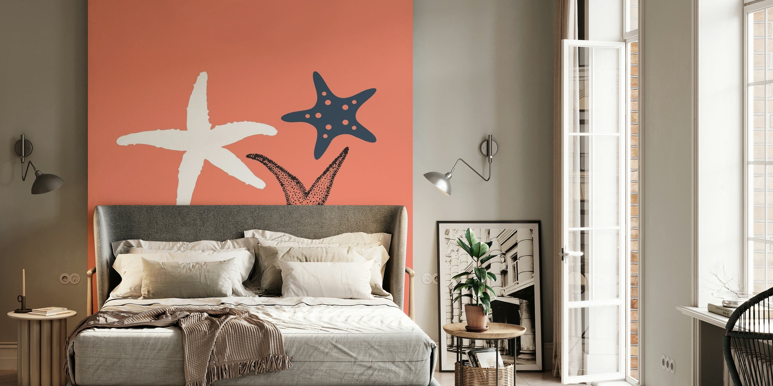 Sienna Orange Sea Stars papel pintado
