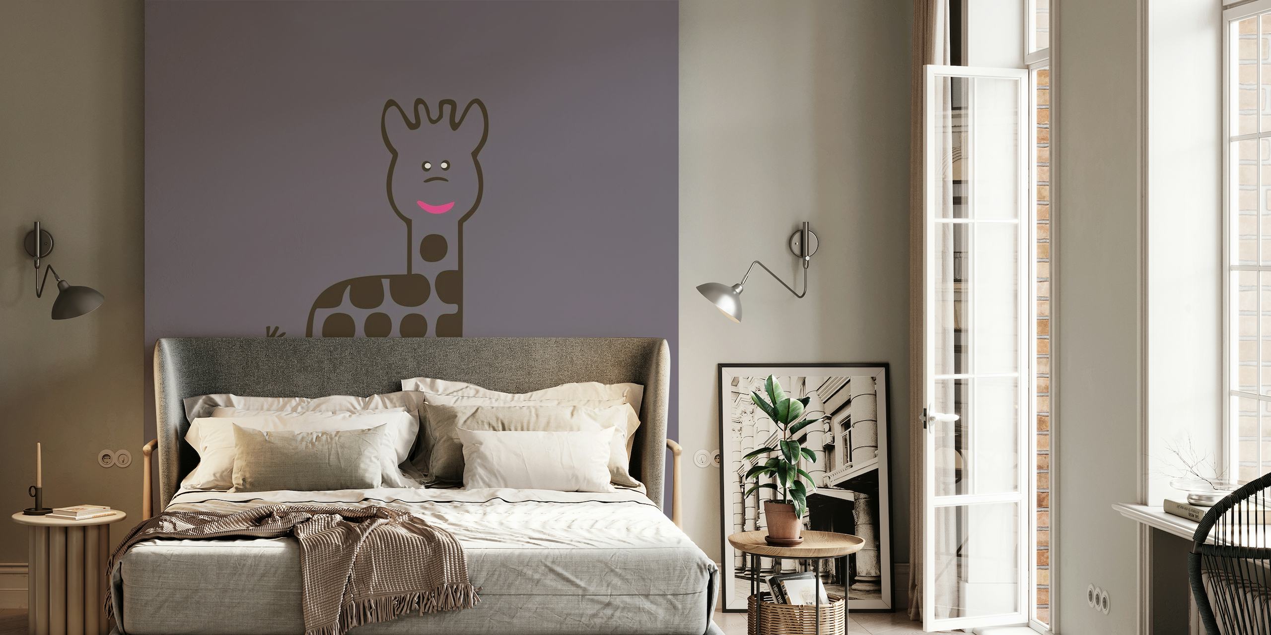 Dark plum Violet Giraffe wallpaper