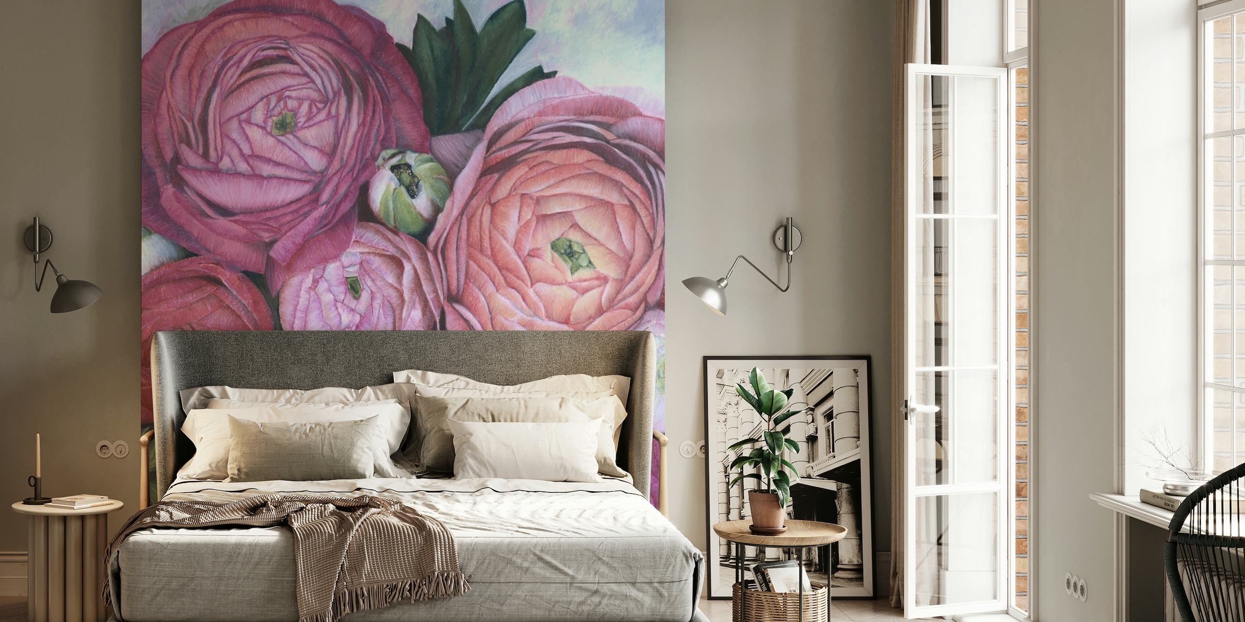 Arleth cool pink bouquet wallpaper
