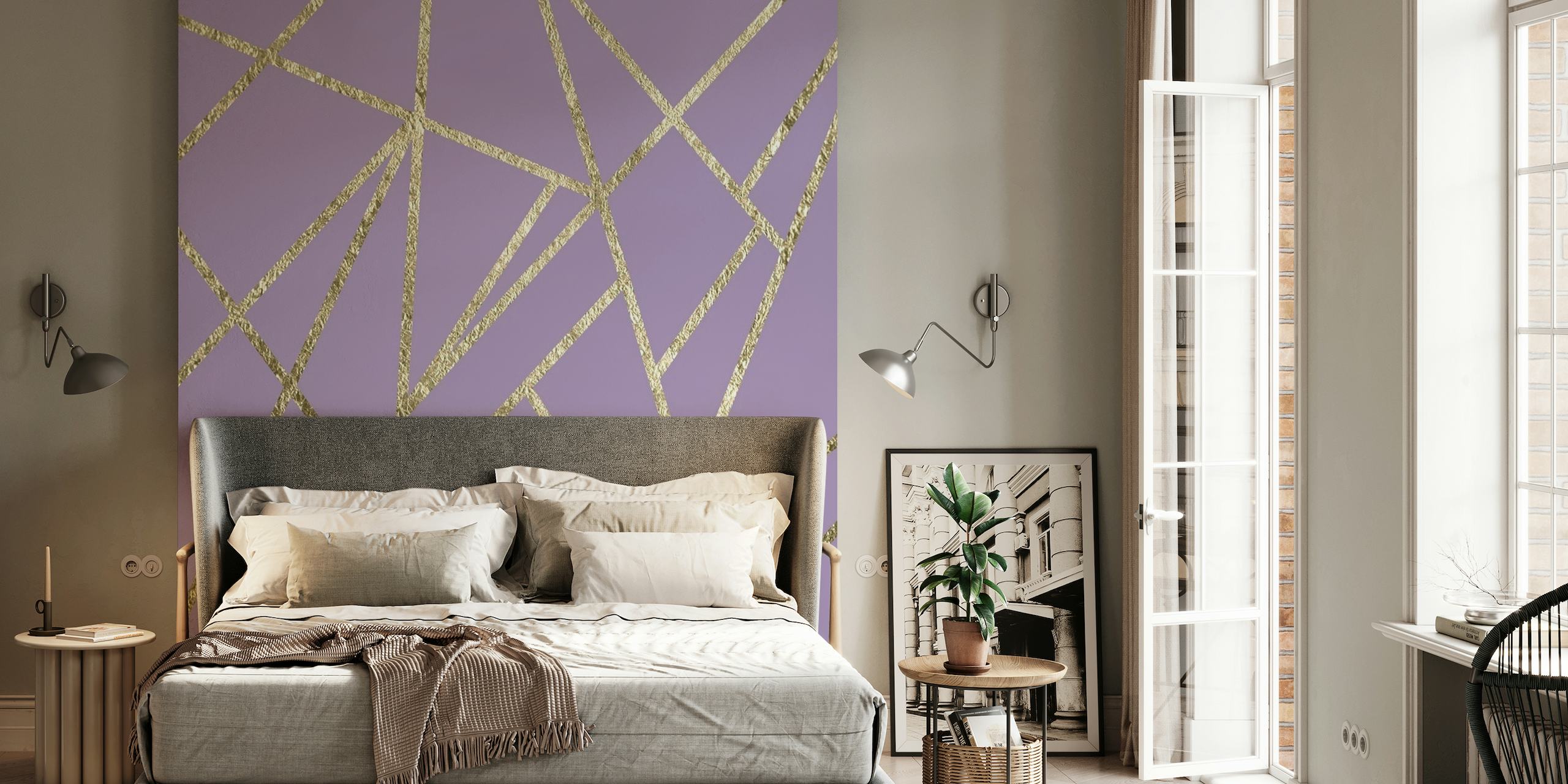 Classic Lavender Gold Geo 1 behang