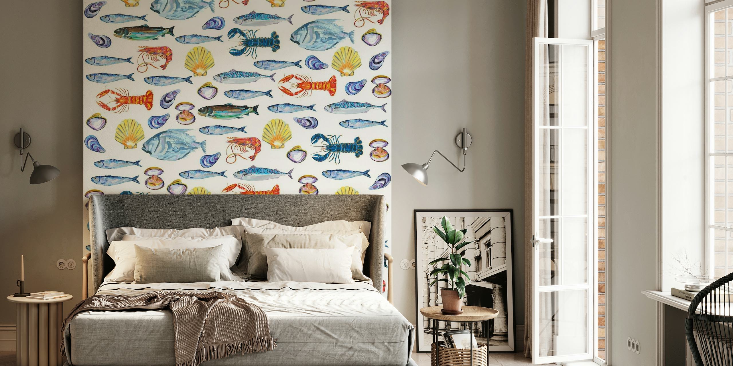 Deep Ocean Fish Scene Pattern papel de parede