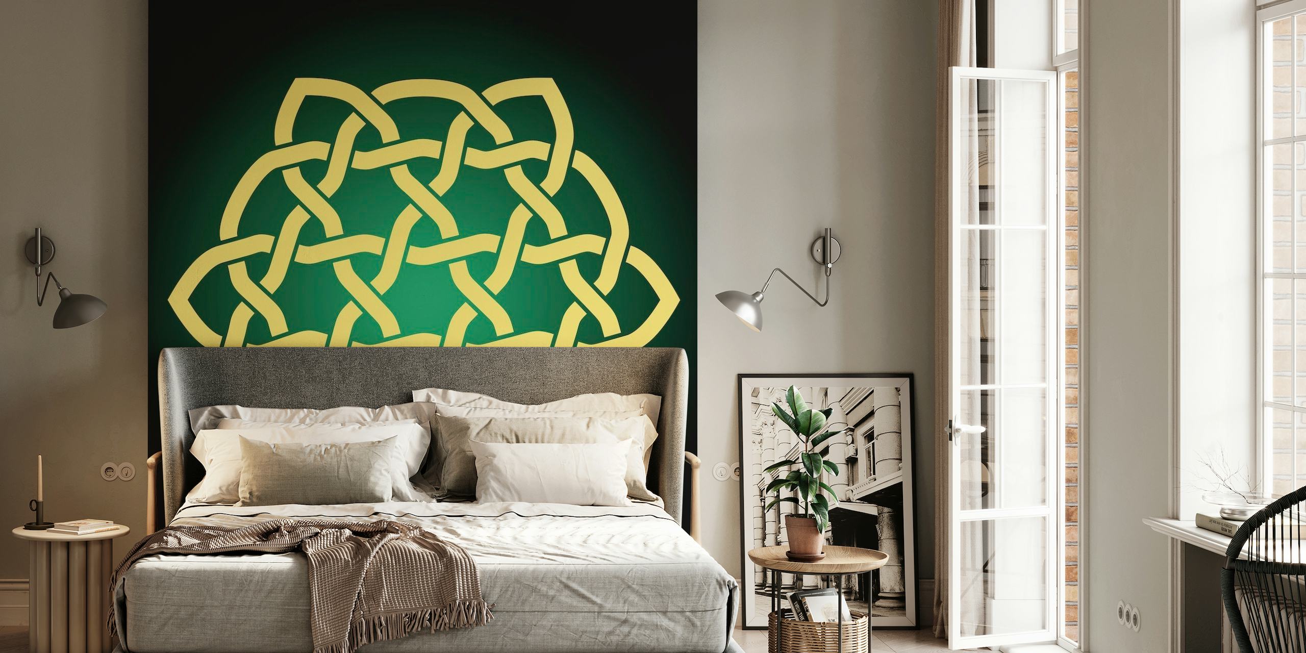 Black-Green-Gold Celtic Knot papel de parede