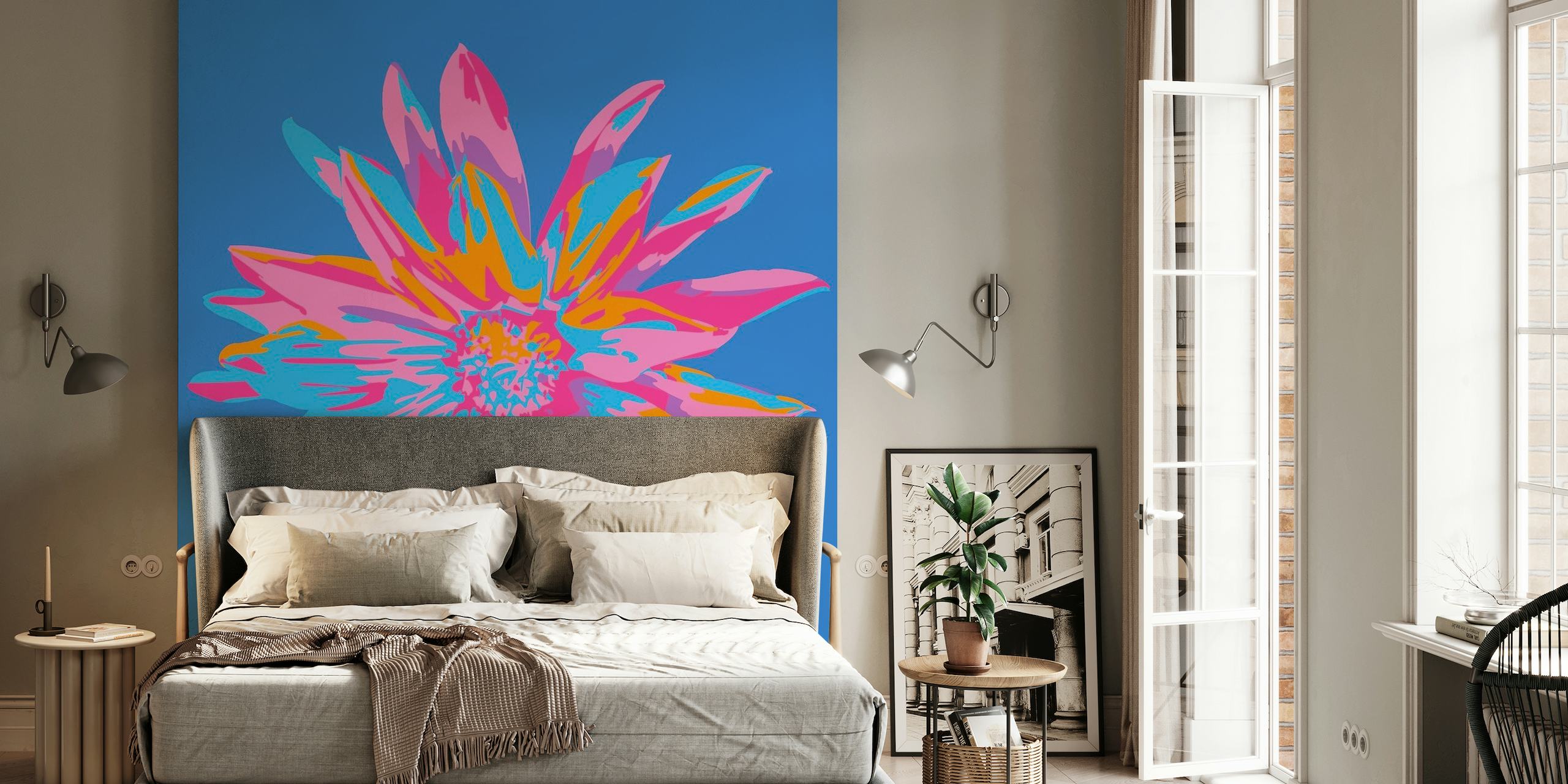 DAHLIA BURSTS Abstract Floral Single - Blue tapete