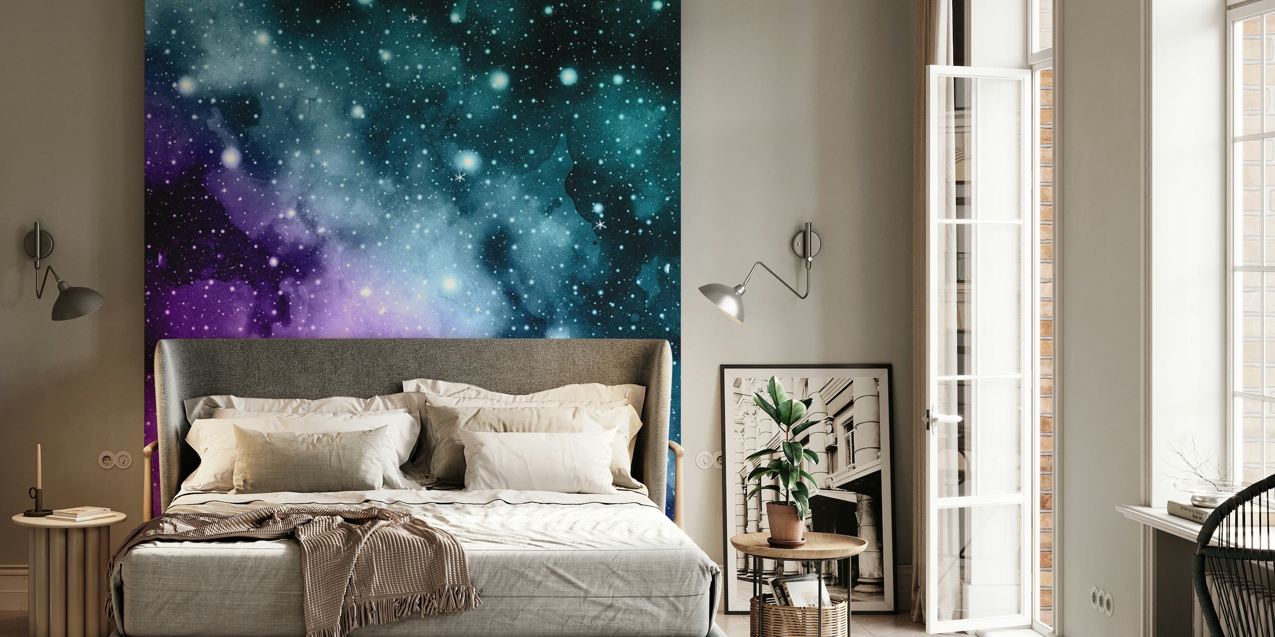 Purple Teal Galaxy Nebula 3 tapetit