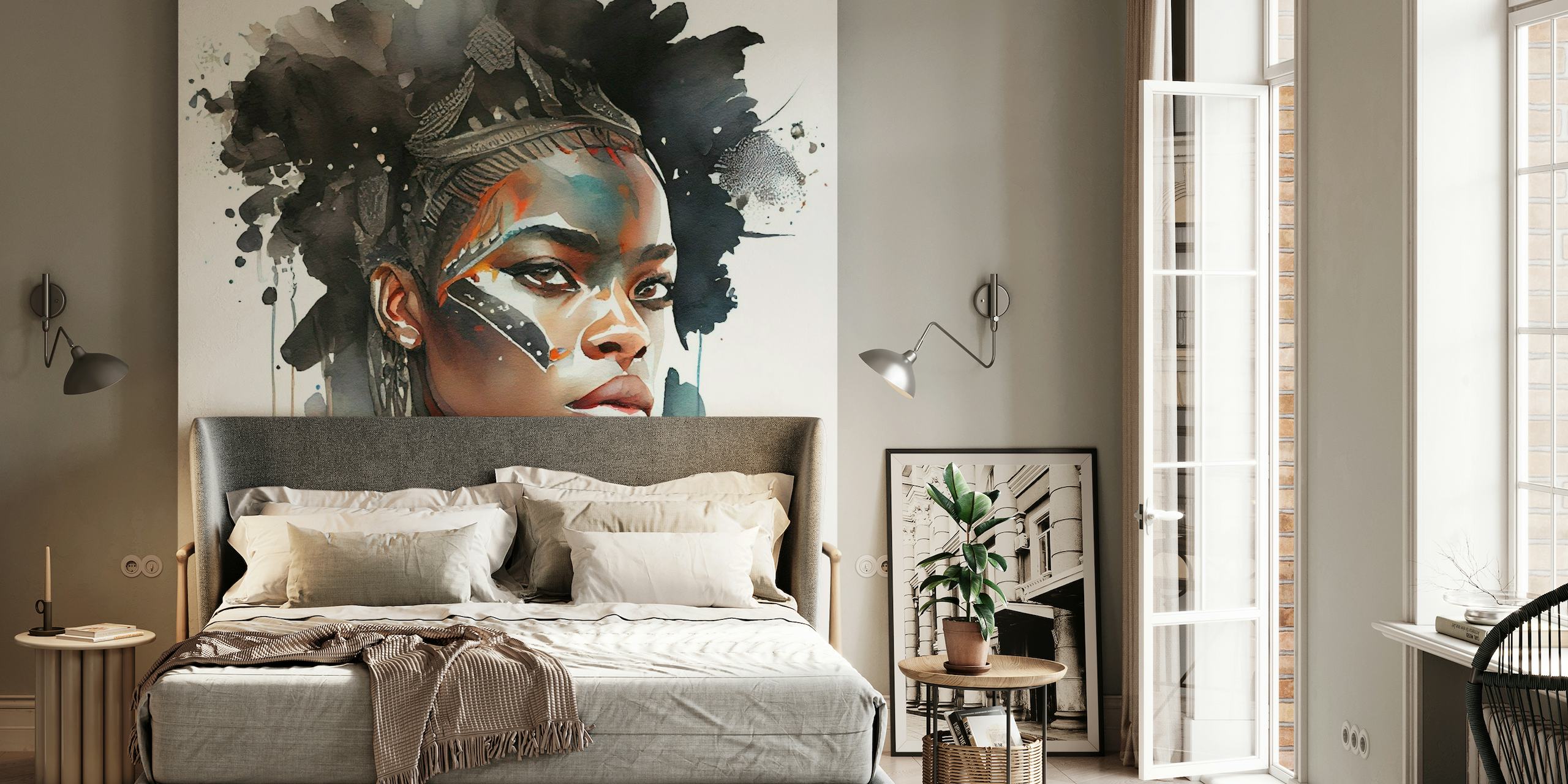 Watercolor African Warrior Woman #6 wallpaper