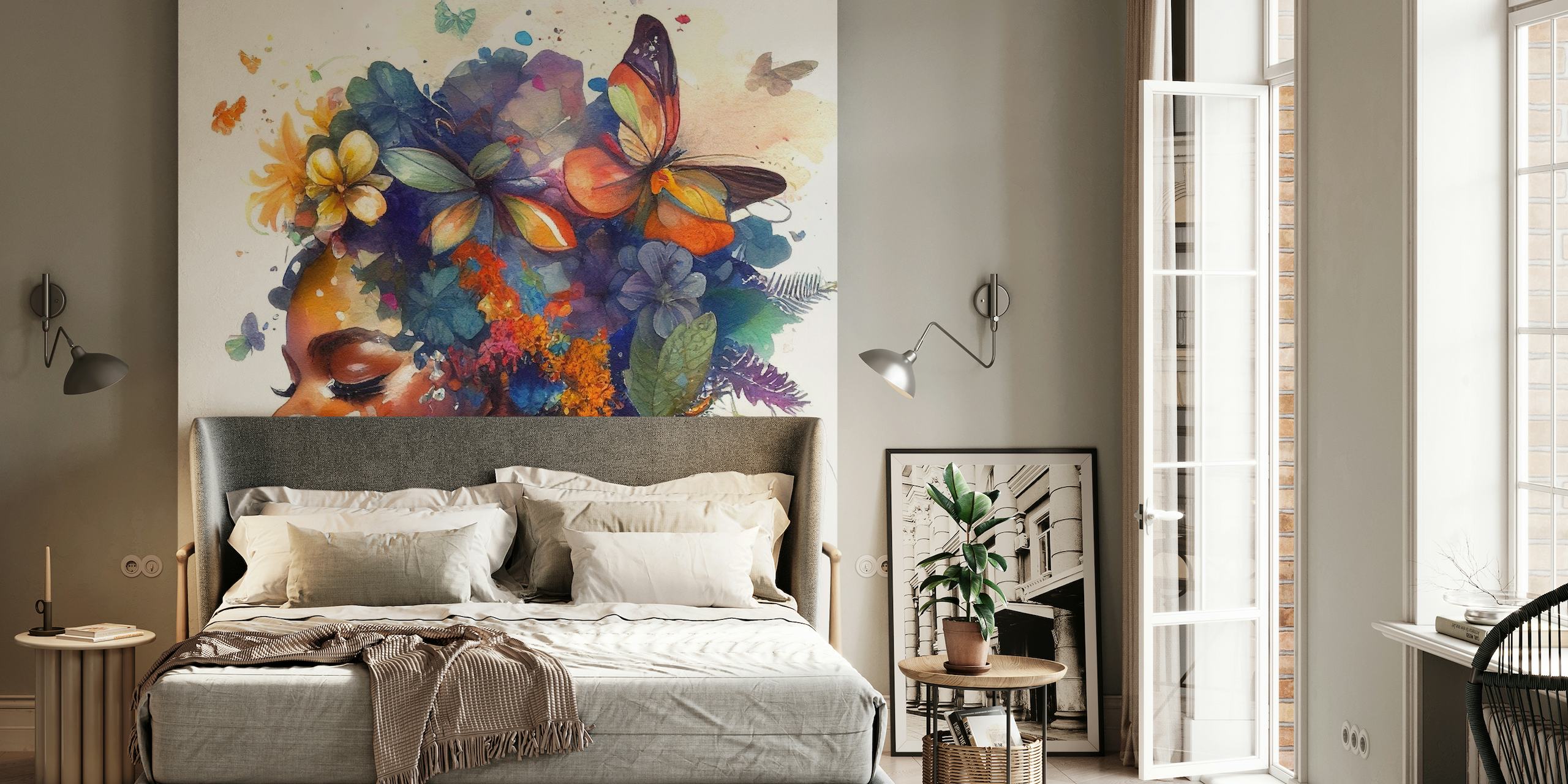 Watercolor Butterfly African Woman #7 wallpaper