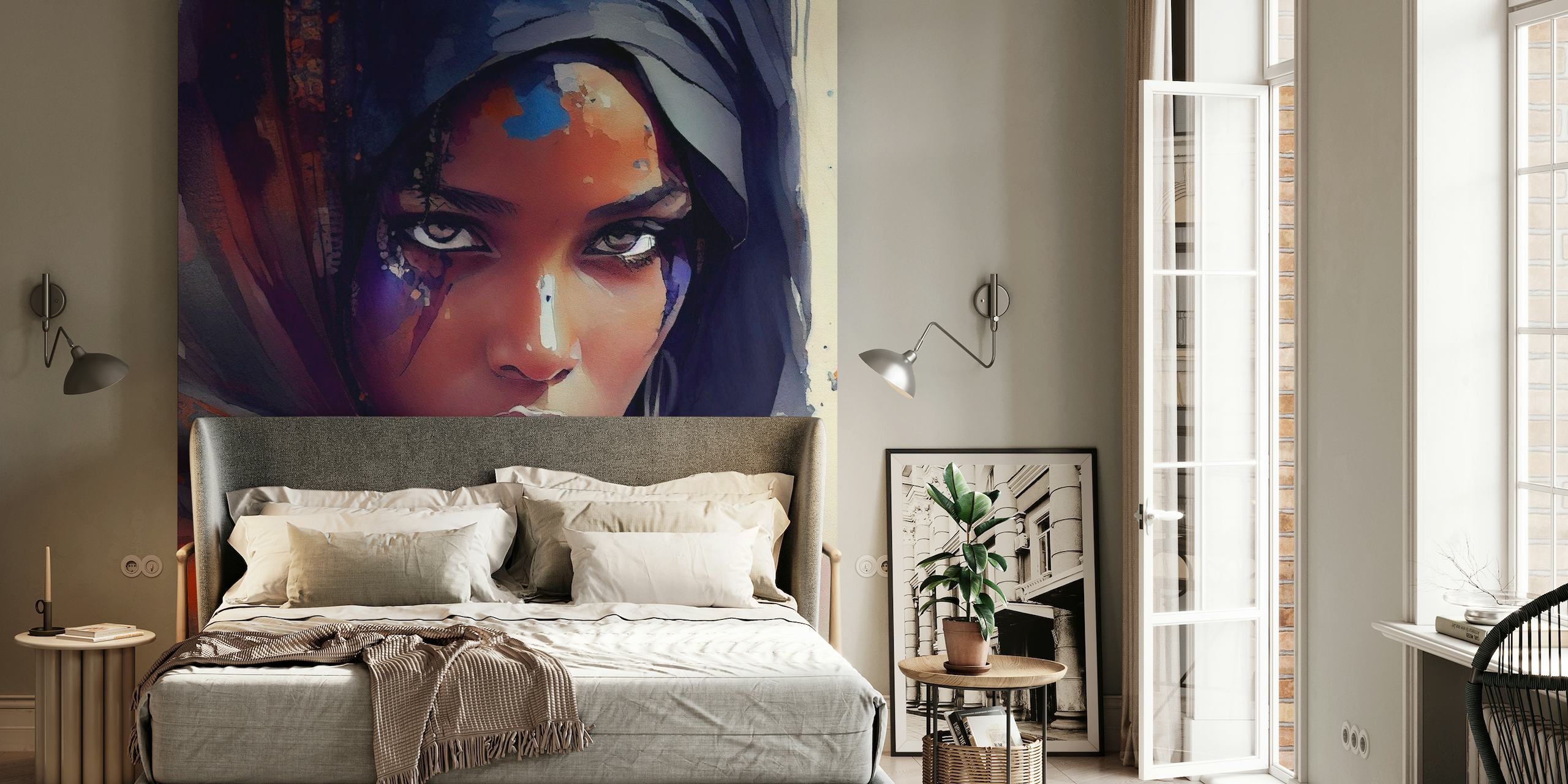 Watercolor Tuareg Woman #8 papel de parede