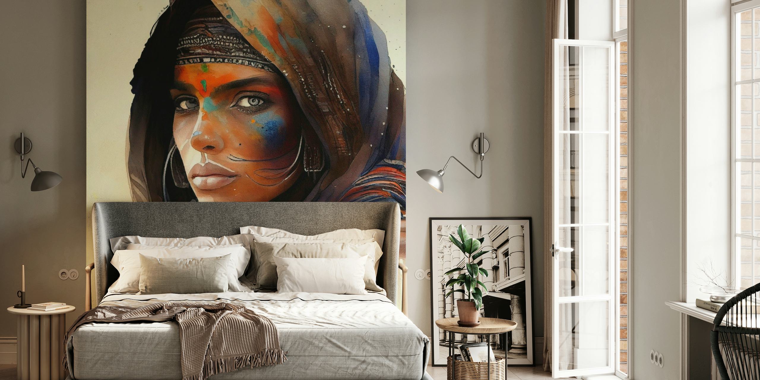 Watercolor Tuareg Woman #9 papel de parede