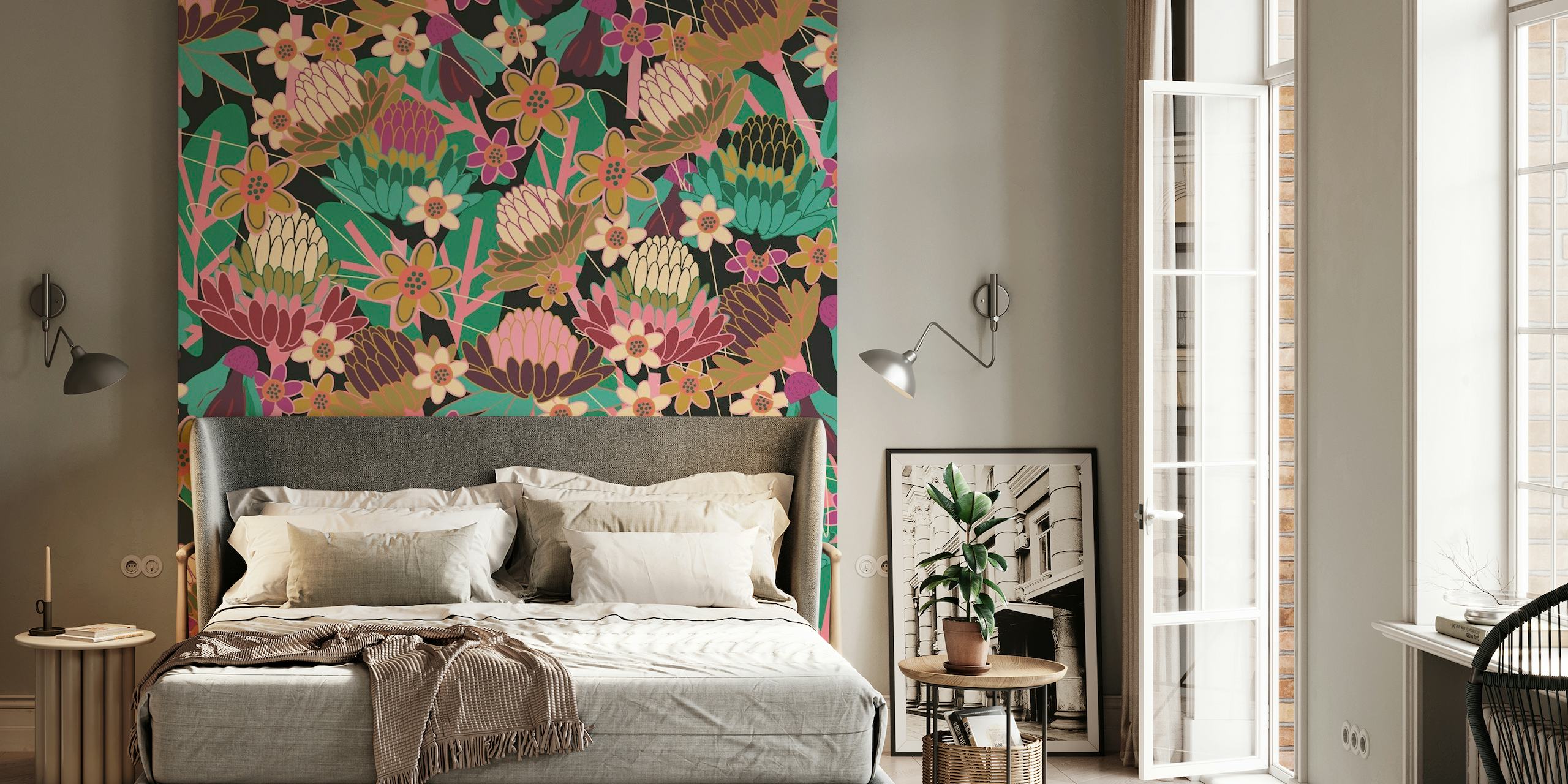 Vibrant Midnight Floral behang