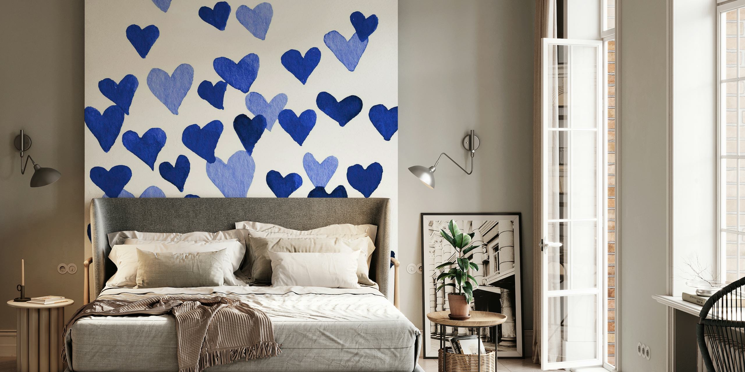 Valentines day hearts blue papel de parede