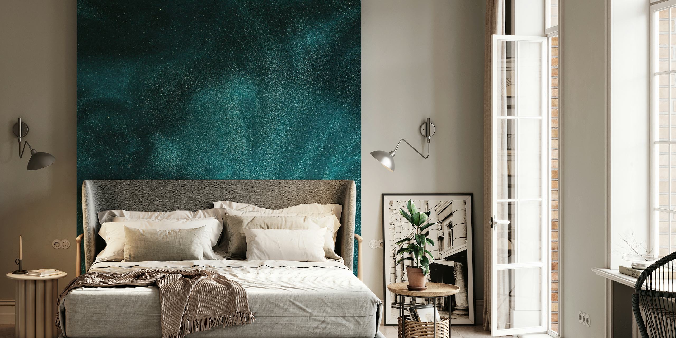 Sternenstaub-Wandbild mit tiefblauem Nebel-Design