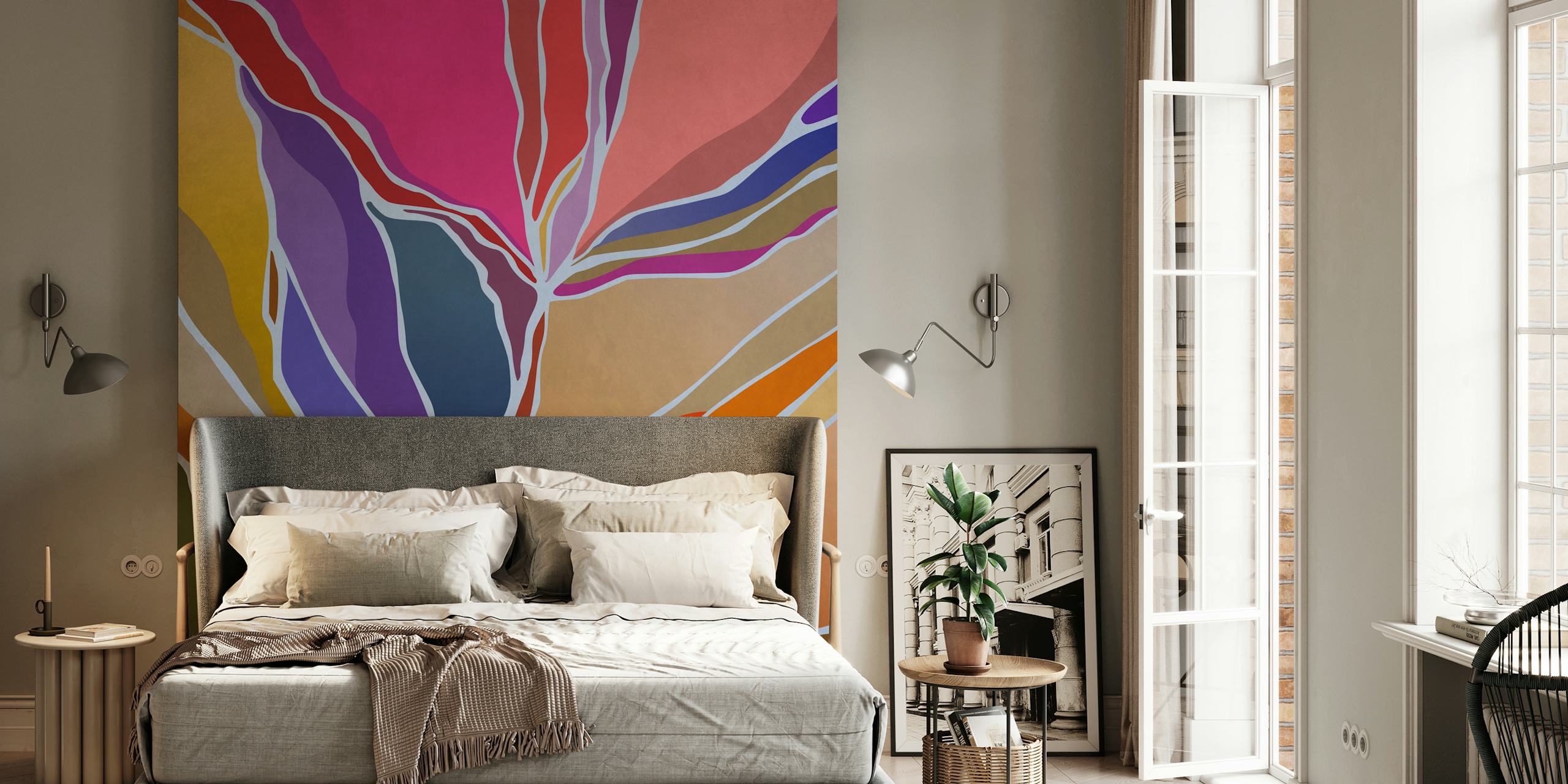 Papier peint abstrait d'arbre coloré aux teintes vives