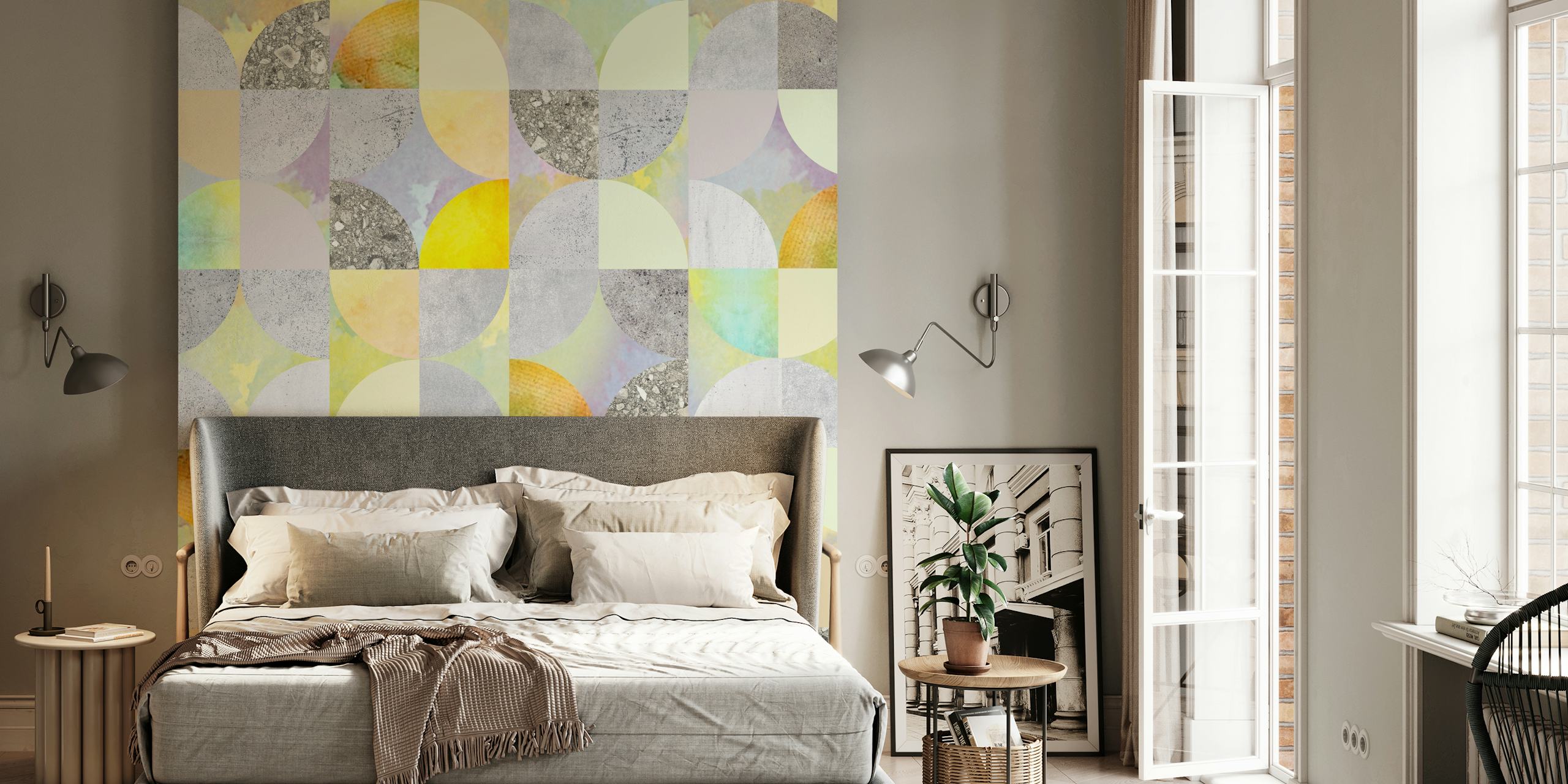 Colorful geometric shapes, pastel colors, modern wallpaper
