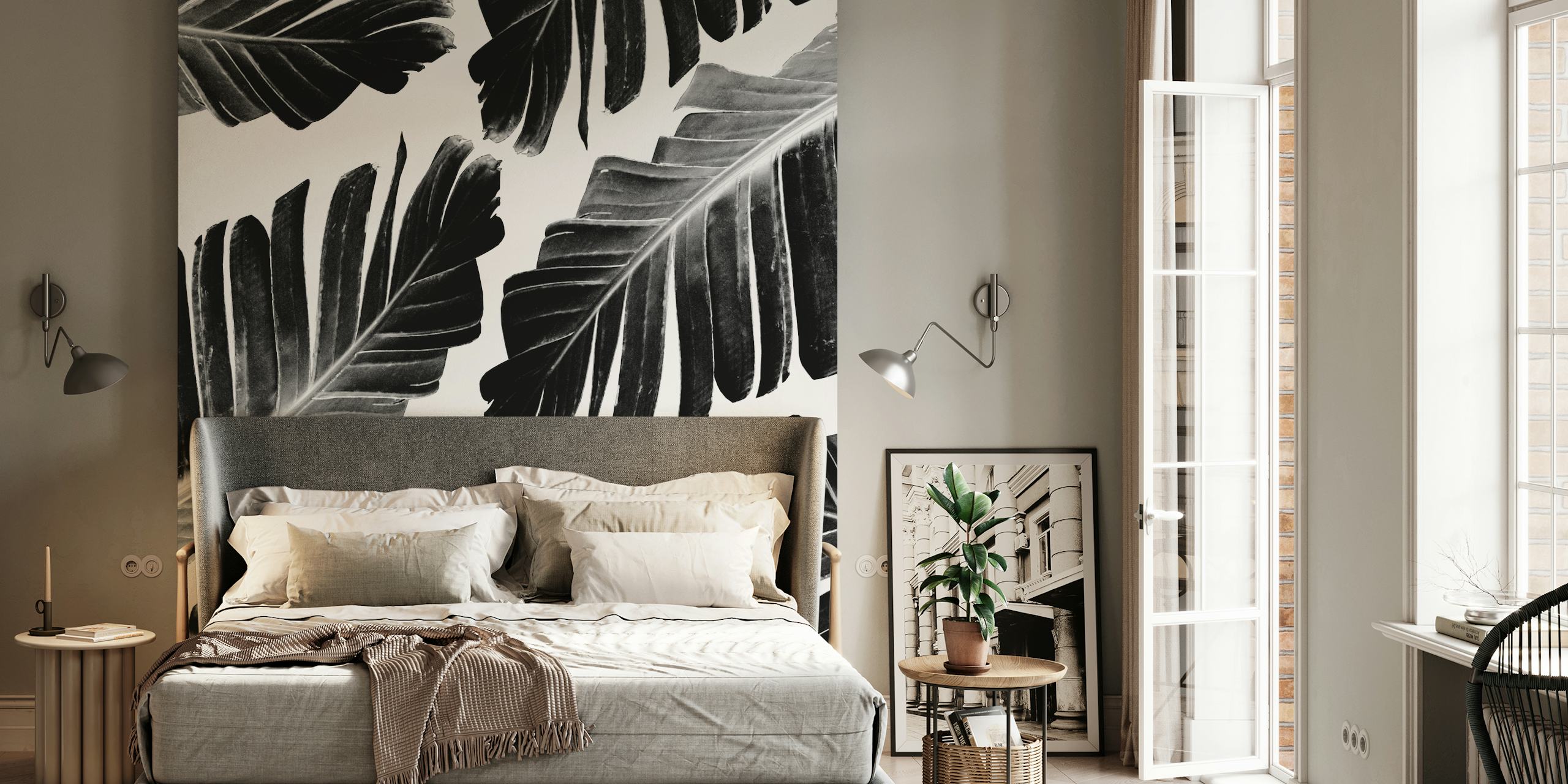 Tropical Black Banana tapetdesign i et rum