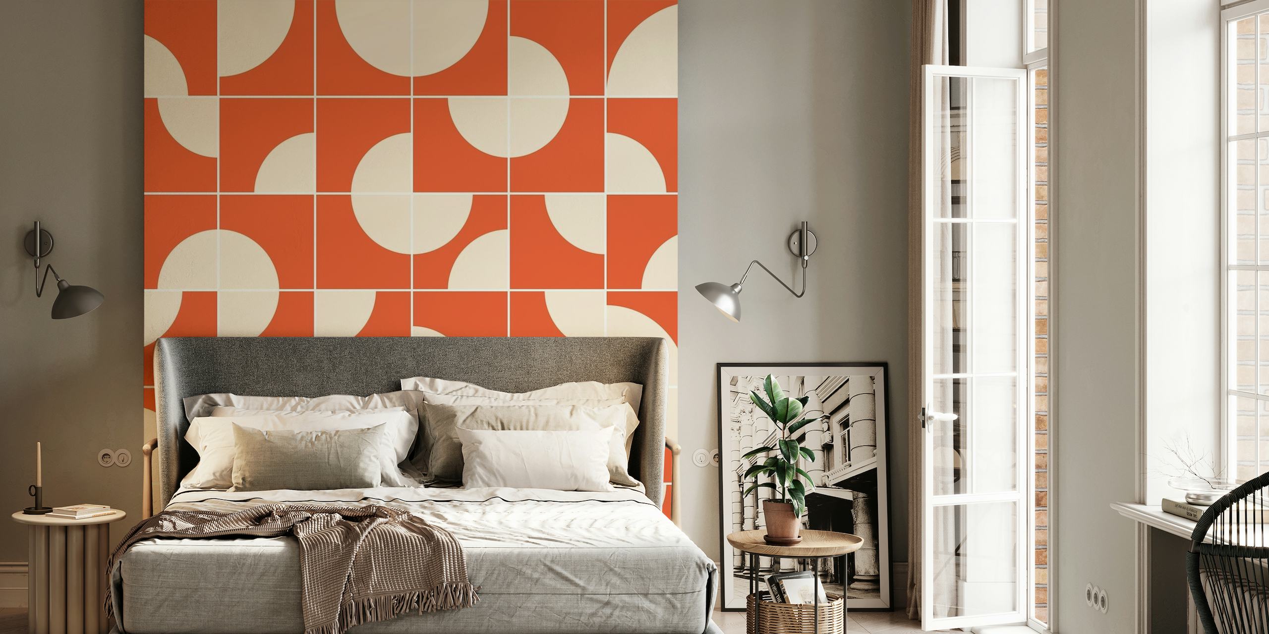 Retro Circles in Ivory Orange wallpaper