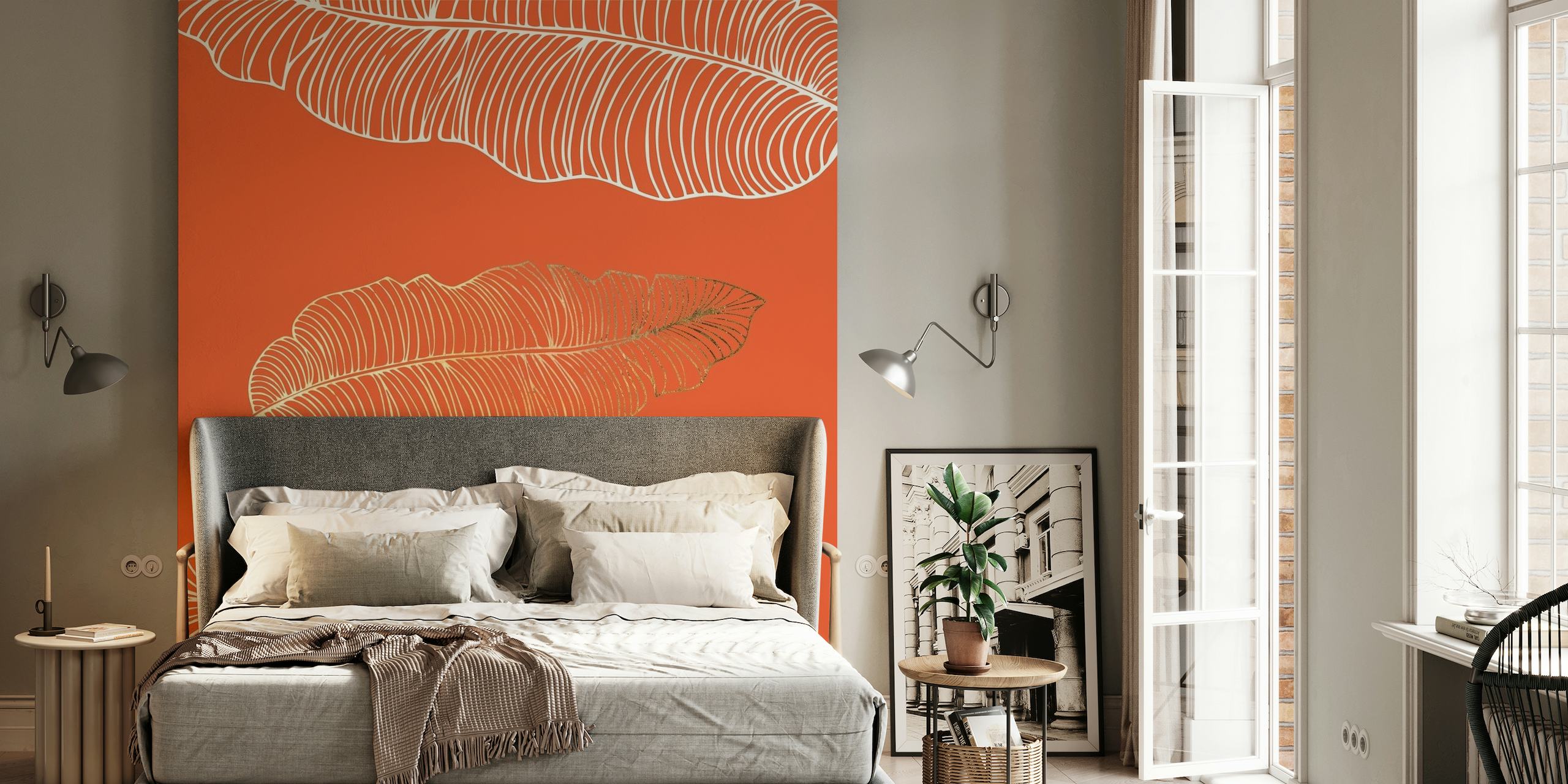 Orange Palm Leaves wallpaper