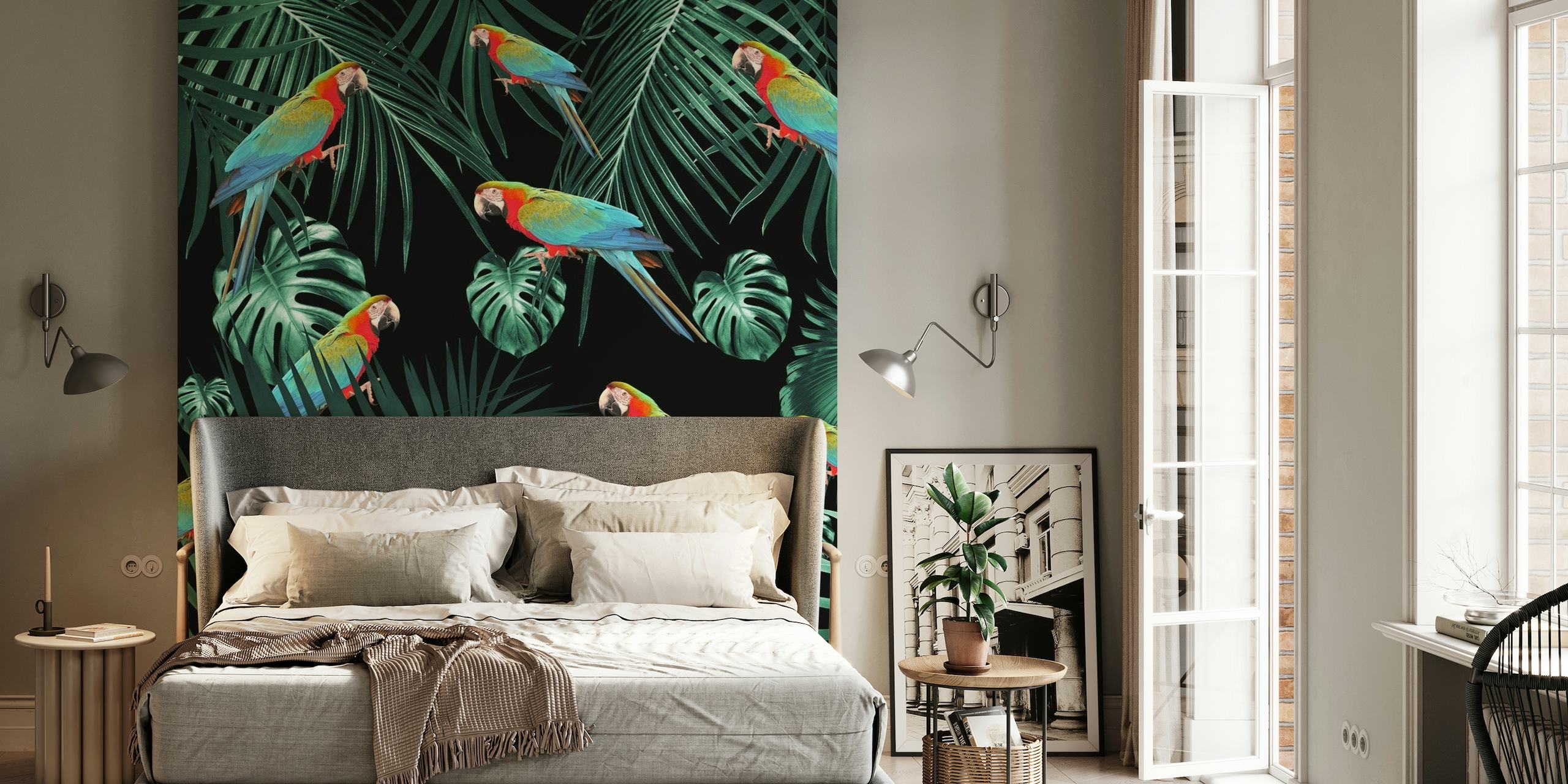 Parrots Jungle Night 2 wallpaper