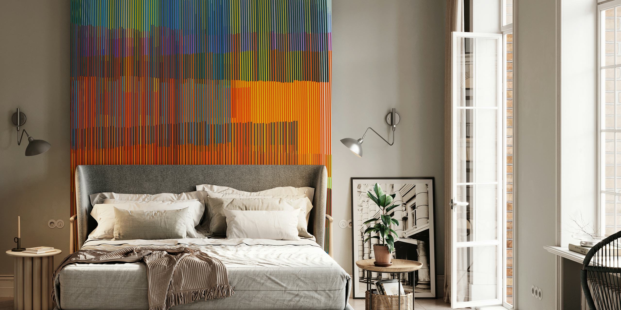 Colored Lines wallpaper in a stylish room