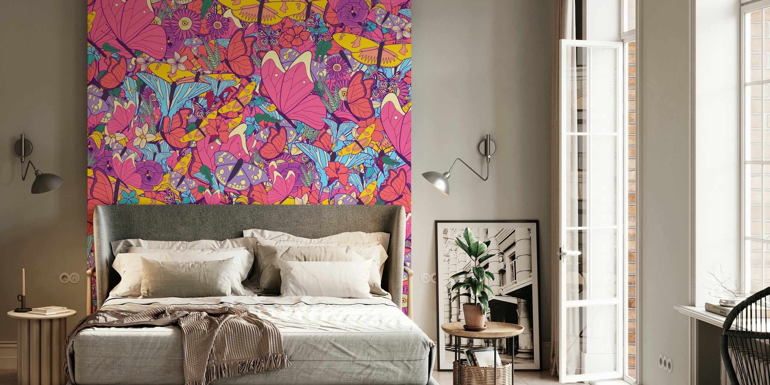 Spring butterflies wallpaper in a colorful design