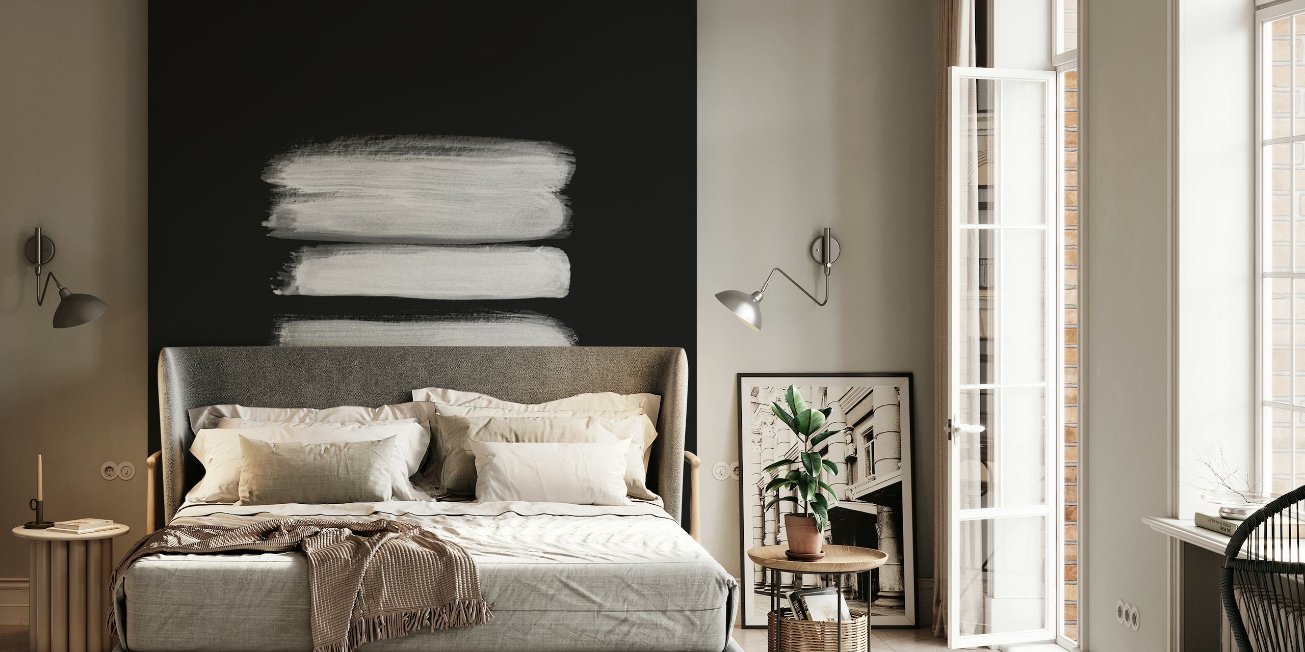 Abstract monochromatic stripes wall mural for home decor