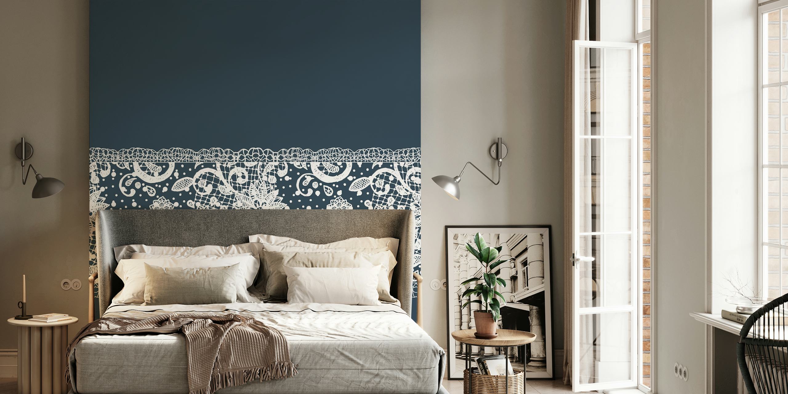 Classic lace monochrome behang in een kamer