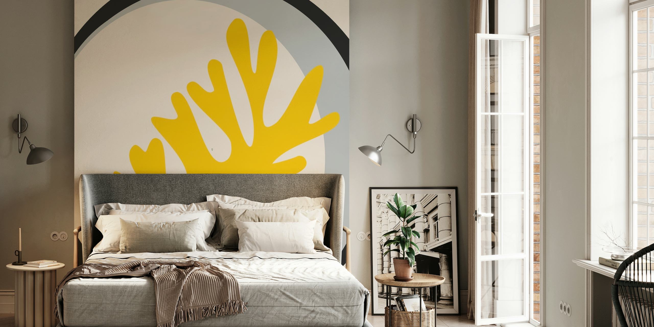 Matisse Inspired Yellow Leaf behang